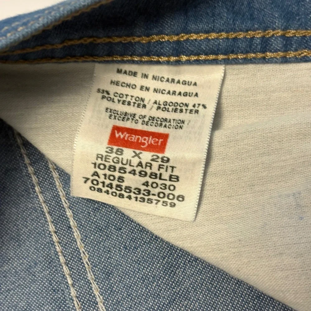 Wrangler Regular Fit Jeans Mens 38x29 Blue Light Wash Denim 1085498LB